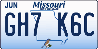 MO license plate GH7K6C