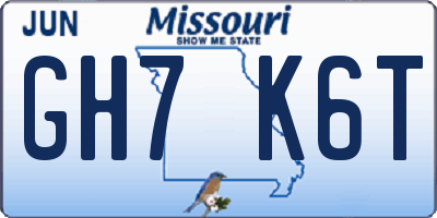 MO license plate GH7K6T