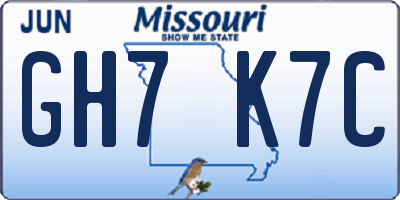 MO license plate GH7K7C
