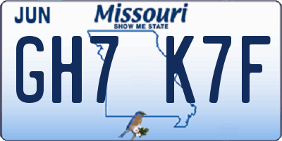 MO license plate GH7K7F