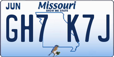 MO license plate GH7K7J
