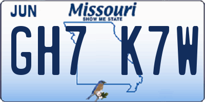 MO license plate GH7K7W