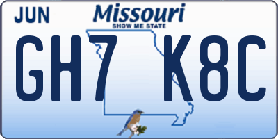 MO license plate GH7K8C