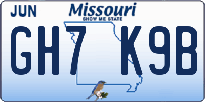 MO license plate GH7K9B