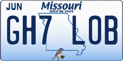 MO license plate GH7L0B