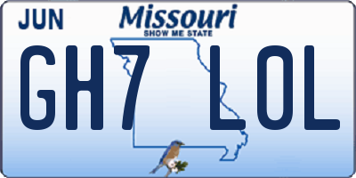 MO license plate GH7L0L