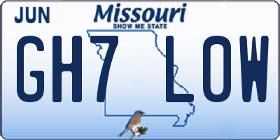 MO license plate GH7L0W