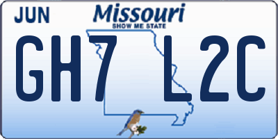 MO license plate GH7L2C