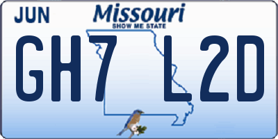 MO license plate GH7L2D