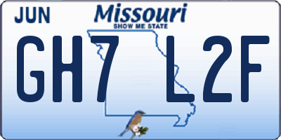 MO license plate GH7L2F