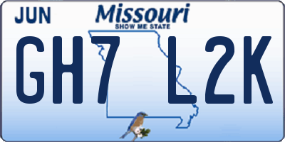 MO license plate GH7L2K
