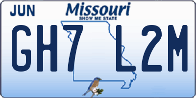 MO license plate GH7L2M