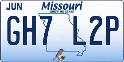 MO license plate GH7L2P