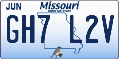 MO license plate GH7L2V