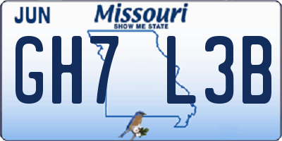 MO license plate GH7L3B