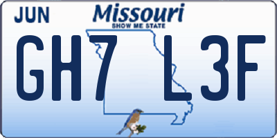 MO license plate GH7L3F