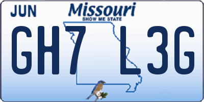 MO license plate GH7L3G
