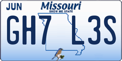 MO license plate GH7L3S