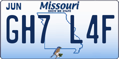 MO license plate GH7L4F