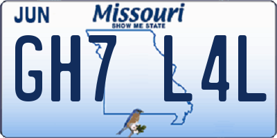 MO license plate GH7L4L