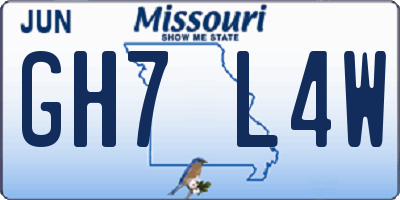 MO license plate GH7L4W