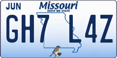 MO license plate GH7L4Z