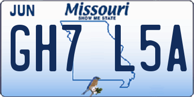 MO license plate GH7L5A