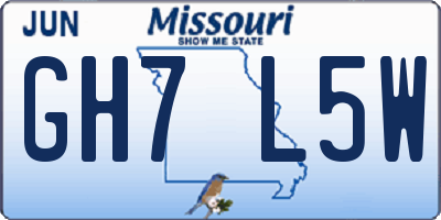 MO license plate GH7L5W