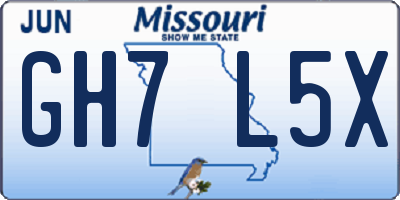 MO license plate GH7L5X