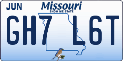 MO license plate GH7L6T