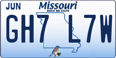 MO license plate GH7L7W