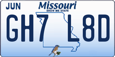 MO license plate GH7L8D