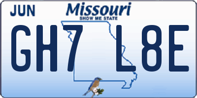 MO license plate GH7L8E