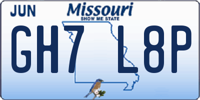 MO license plate GH7L8P