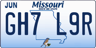 MO license plate GH7L9R