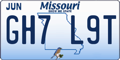 MO license plate GH7L9T