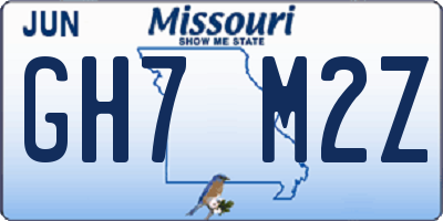 MO license plate GH7M2Z