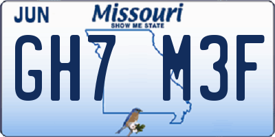 MO license plate GH7M3F