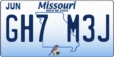 MO license plate GH7M3J