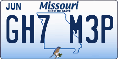 MO license plate GH7M3P