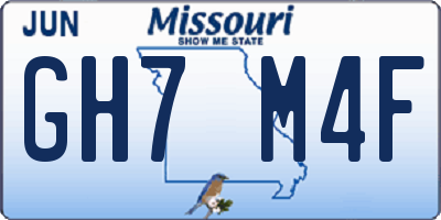 MO license plate GH7M4F