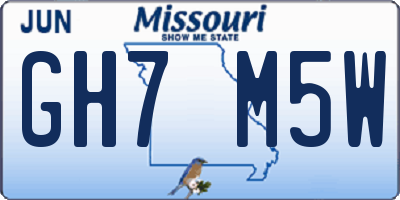 MO license plate GH7M5W