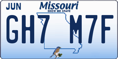 MO license plate GH7M7F
