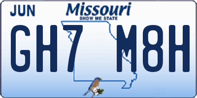 MO license plate GH7M8H