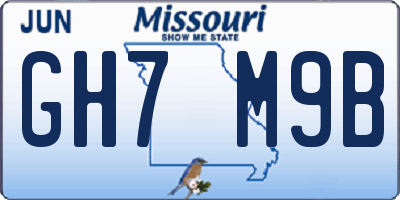 MO license plate GH7M9B