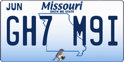 MO license plate GH7M9I