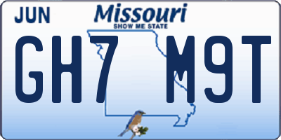 MO license plate GH7M9T