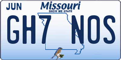 MO license plate GH7N0S
