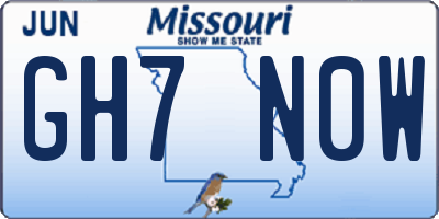MO license plate GH7N0W