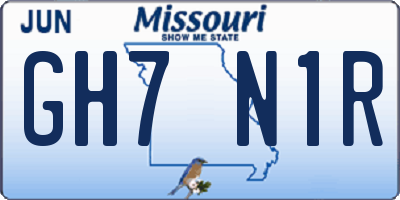 MO license plate GH7N1R